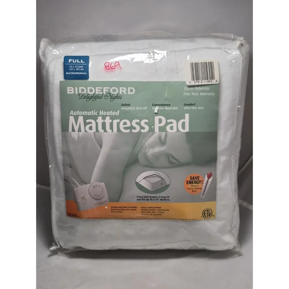 💥 Biddeford Full Electric Heated Mattress Pad Analog Control new